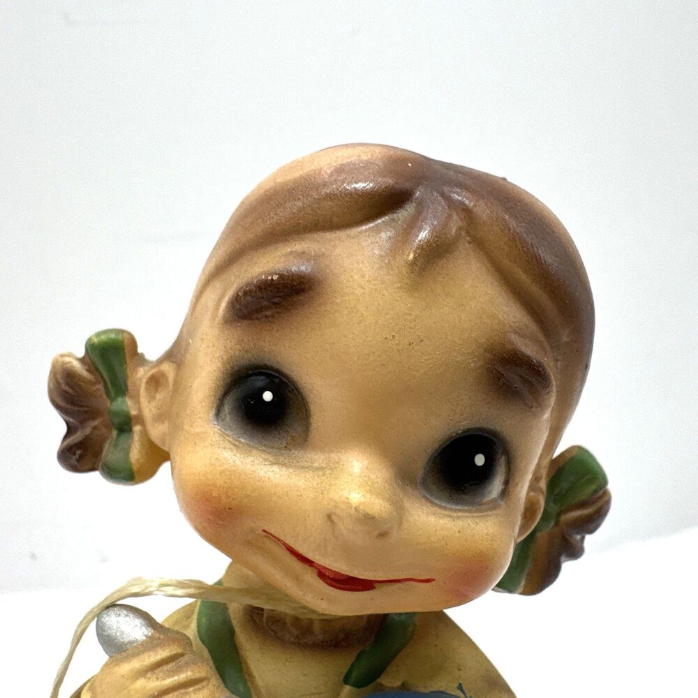 Josef Originals VTG Wee Folks Elf Girl Holding bowl of food Ceramic Figurine - Picture 3 of 11